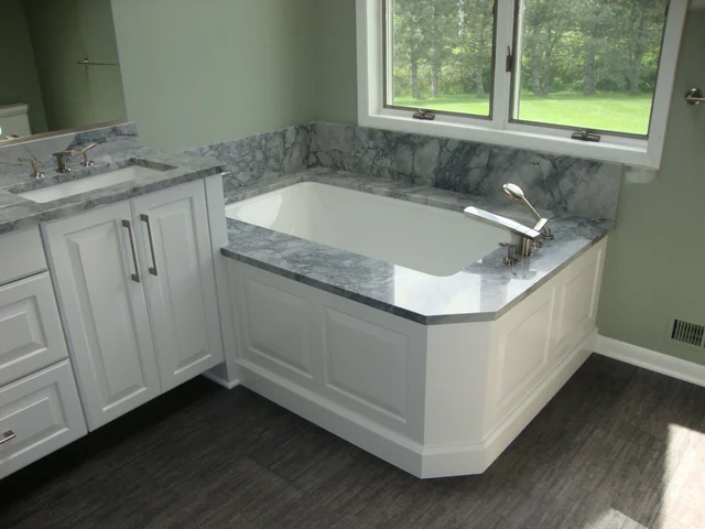 Vanities inspiration featuring Arabescato stone from the original TSF gallery