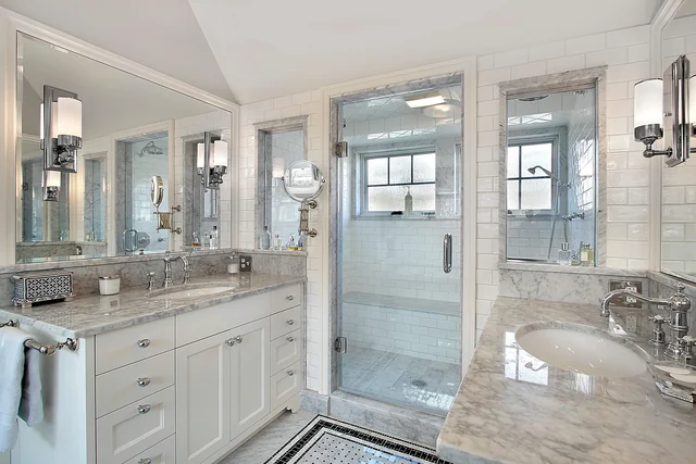 Vanities inspiration featuring Bianco Carrara stone from the original TSF gallery