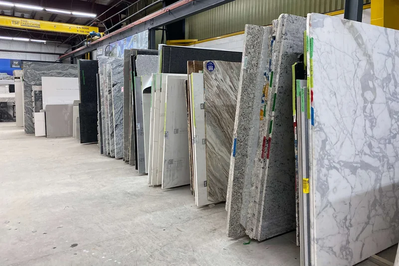 Full slabs of stone in TSF’s indoor inventory